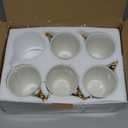 BTaT- White Coffee Mugs Set of 6 (12 oz), Porcelain White Coffee Mug Set with Gold Trim Design