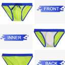 Panegy Men's Colorblock Swim Briefs Low Rise Sexy Swimsuit Underwear Padded Bikini Swimwear with Drawstring (Green)