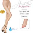 Hanes Silk Reflections Women's Control Top Toeless Ultra Sheer Pantyhose with Run-Resist, Natural, Size: A-B