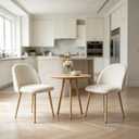 Lightdot Dining Chairs Set of 2, Velvet Living Room Chairs with Padded Seat & Curved Backrest, Mid-Century Modern Kitchen Chairs Accent Chairs for Dining Table, Bedroom, Apartment, Living Space, Beige