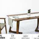 100% Natural Linen Rustic Scalloped Embroidery Table Runner 60 Inches, Linen Table Runner 14 x 60 Inch Ideal for Dresser and Dining Tables Decor, 2-4 Sets, Linen(Edges-Gold)