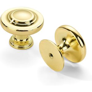 khtumeware 4 Pack Large 1-3/4 Inch Cabinet Knob, Metal Zinc Alloy Handle, Polished Brass Drawer Handle, Bifold Closet/Wardrobe/Cabinet/Bathroom Cabinet Door Knobs, Durable