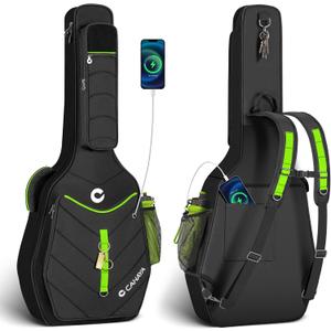 CAHAYA Guitar Case Acoustic Soft - 0.47in Thick Padding 5 Pockets Guitar Gig Bag with Adjustable Shoulder Strap Compatible with 40 41 42in Acoustic Guitars