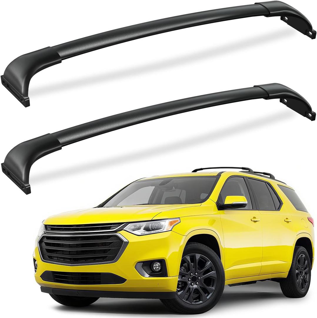 FengYu 300lbs Roof Rack Cross Bars Compatible with Chevy Chevrolet Traverse 2018 2019 2020 2021,Heavy Duty All-Metal Aluminum Roof Rails Crossbars Rooftop Cargo Bars Black Luggage Racks Carrier