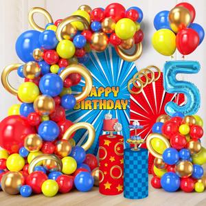 Video Game Balloon Arch Kit, Cartoon Hedgehog Theme 5th Birthday Party Decorations for Cartoon Hedgehog Carnival Circus Theme Birthday Party Baby Shower Decorations