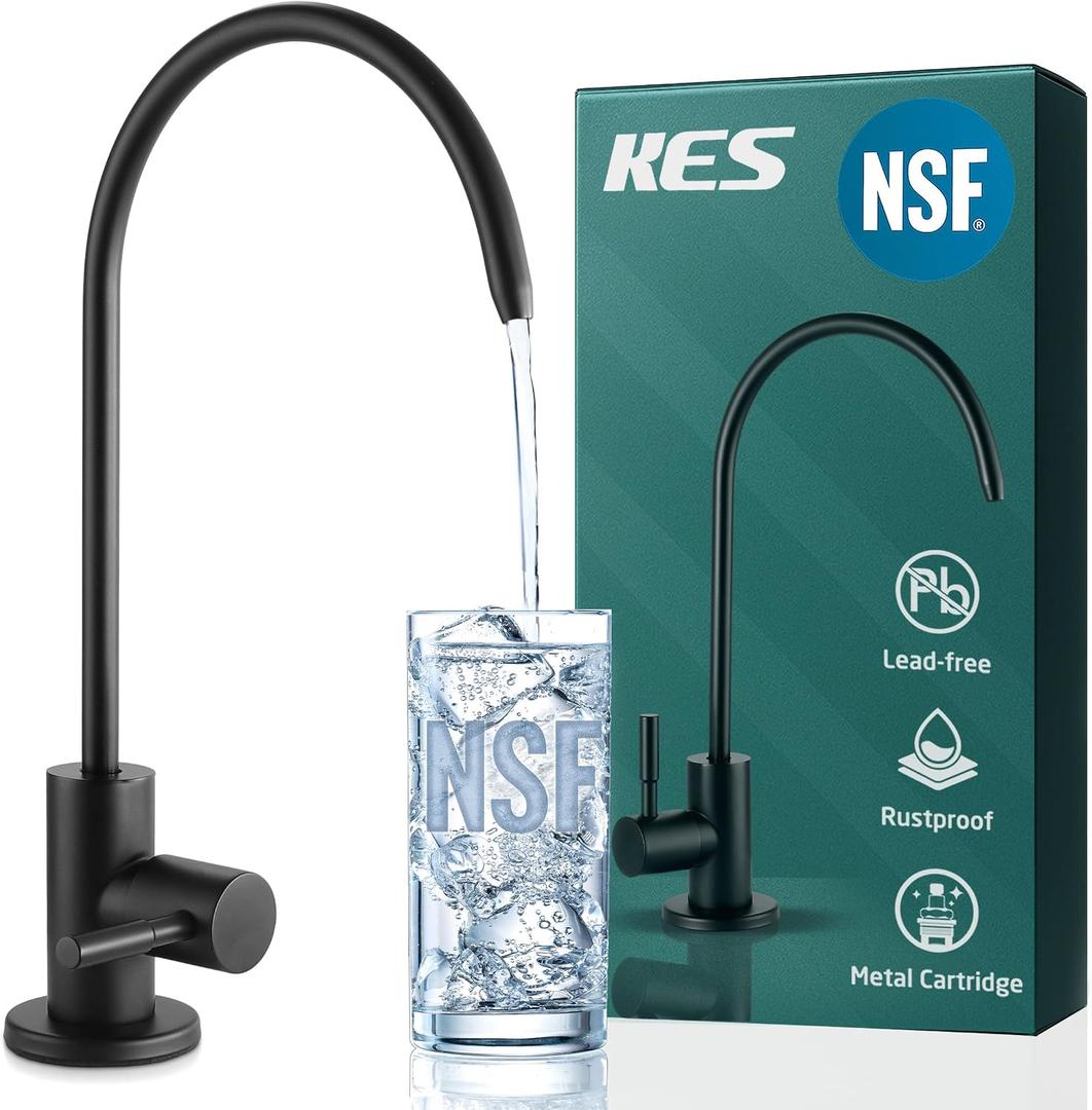 KES NSF Certified Reverse Osmosis Faucet, RO Lead-Free Water Filter Faucet Drinking Water Faucets Kitchen Faucet Non-Air-Gap 304 Stainless Steel Matte Black, Z504CLFF18-BK
