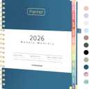 Forvencer 2026 Planner, Hardcover Calendar Planner Weekly and Monthly, January 2026 - December 2026, 8.5" x 11", Spiral Agenda Book with Tabs, Exquisite Daily Journal with Inner Pocket, Organizer Notebook for Office Home School, A4 Size, Navy Blue