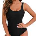 HAIVIDO One Piece Swimsuit for Women Tummy Control Bathing Suits Scoop Neck Square Back Swimwear, L