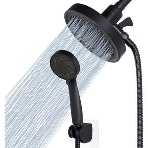 Rain Shower Head with Handheld, High Pressure Rainfall Showerhead and 3 Settings Hand held Spray Combo with Detachable Hose (Black)