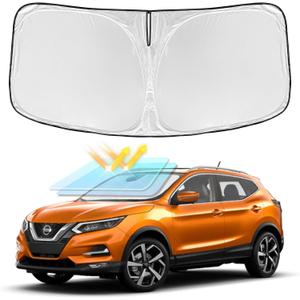 for Nissan Rogue Sport 2017-2024 Windshield Sun Shade - 4 Layers Car Sunshades for Front Windows Shade Cover Custom Fit Rogue Sport Sun Visor 250T Retractable Shade Blocks UV Rays Car Accessories