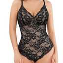 Popilush Shapewear Bodysuit V Neck Tummy Control Backless Lace Tank Tops Sleeveless Thong Bodysuit Size XXL