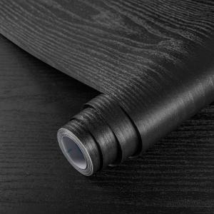 practicalWs Black Wood Contact Paper 23.6'' x 236.2'' Peel and Stick Wood Wallpaper Self Adhesive Black Wallpaper Covering for Kitchen Countertop Cabinets Vinyl Wrap Paper PVC
