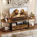 Faesun 63" TV Stand for TVs up to 75 Inches, Curved Edge Media Console & Entertainment Center with 2 Fabric Drawers, Modern TV Console Table for Living Room or Bedroom, Rustic Brown