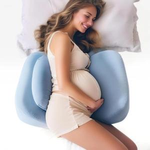 Pregnancy Pillows for Sleeping, Upgraded Memory Foam Maternity Pillow, Pregnancy Wedge Pillow for Pregnant Women with Cooling Removable, Washable Cover, Support for Belly,Back (Blue)