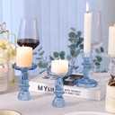 12pcs Taper Candle Holders, Candle Stick Holders, Glass Candle Holder - Vintage Flower Blue Candle Holders for Wedding, Baby Shower & Home Decor (Blue)