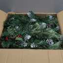 SHareconn 9FT Prelit Artificial Christmas Garland with Color Changing Lights and Timer by Batteries Operated for Mantle Table Stairs Fireplace Xmas Decoration, Holiday Indoor Outdoor, 9 FT, Snow