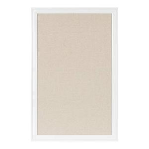 DesignOvation Bosc Framed Natural Linen Fabric Pinboard, 27.5x43.5, White