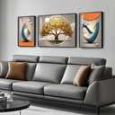 Cuspin Modern Luxury Large Wall Art Set of 3 Bright Style Abstract Paintings, Glossy Art Prints for Living Room, Hallway, Dining Room, Office