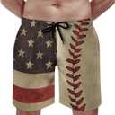 Mens American Flag Swim Trunks with Compression Liner 5 Inch Inseam 4th of July Patriotic Bathing Suit Board Shorts (XXL)