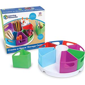 Learning Resources Create a Space Storage Center - Toy Desk Organizer, Classroom Workspace Must Haves, Homeschool Organization, Arts & Crafts , Caddy, Office & Teacher Supplies