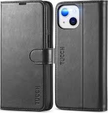 TUCCH Case Wallet for iPhone 13 (6.1") 2021, RFID Blocking 3 Card Holder Kickstand PU Leather Flip Folio, [Shockproof TPU Inner Shell] Phone Cover, Black