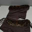 2000S Sexy 2 Piece Leopard Club Outfits, Ruched Tube Strapless Crop Top, Low Rise Booty Shorts Casual Going Out Rave (Dark Brown-black Cheetah, S)