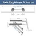No-Drill AC Window Bracket, Air Conditioner Support Bracket for Single/Double Hung Windows, Heavy Duty Epoxy-Coated Steel Holds Up to 300lbs, Easy Installation & Adjustable