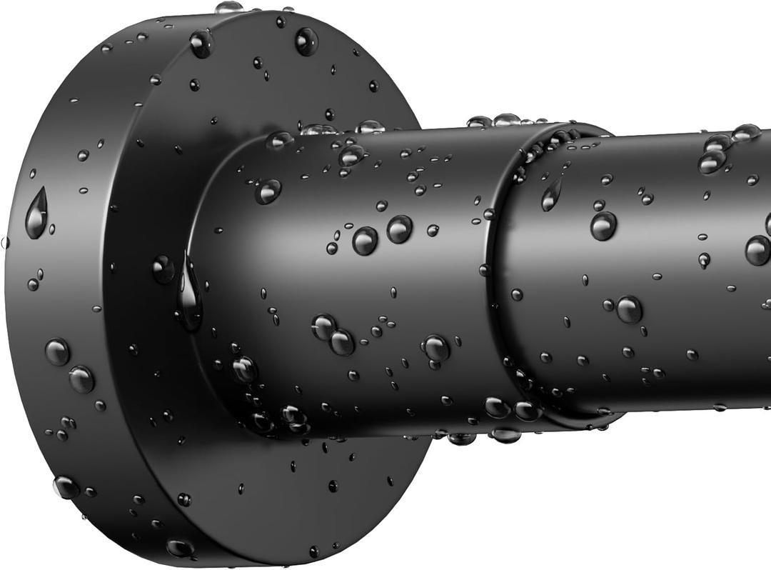 YNL Black Shower Curtain Rod 32-80 Inch(2.7-6.6ft), Non-Slip, Never Rust, Stainless Steel No Drill Spring Tension Shower Rod, Telescoping Curtain Rod for Bathroom Window Living Room