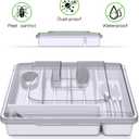 Silverware Organizer with Cover, Portable Cutlery Holder Flatware Tray with Lid Plastic Silverware Storage Box Airtight Black Cutlery Tray with Lid (White)