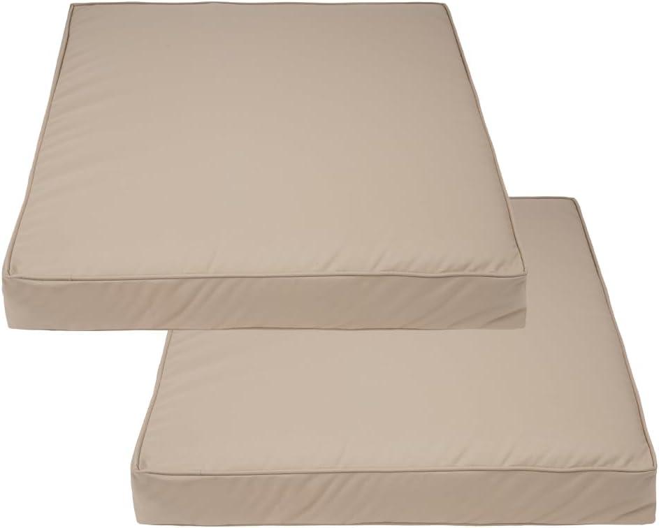 Covers & All Square Outdoor Cushion Covers for Patio Furniture Sets, Water, Tear & UV Resistant Polyester Cushion Slipcover with Zippers (Pack of 2) (28" L x 28" W x 4" Thick, Beige)