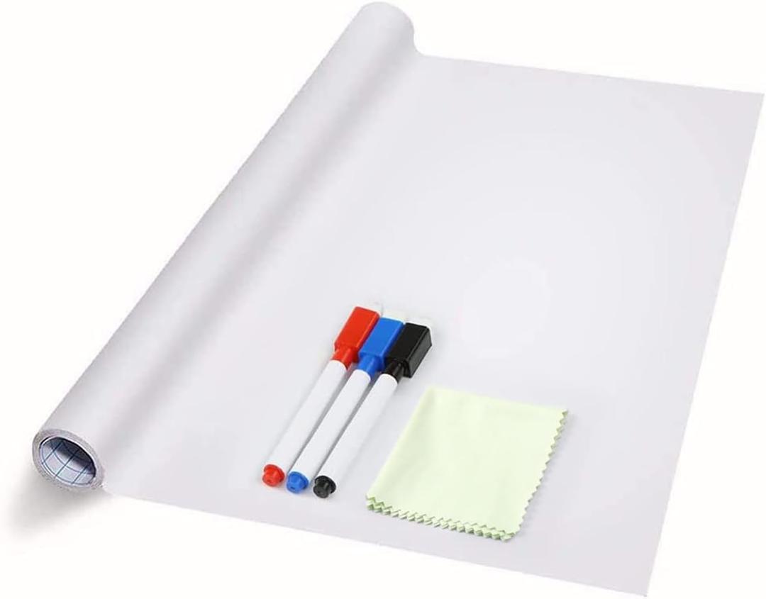 ZNCMRR 78.7"x17.7" Whiteboard Sticker for Wall White Board Contact Paper Dry Erase Wallpaper with 3 Markers Adhesive Poster Board Whiteboard for School Office Home Kids Drawing