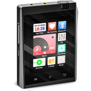 MP3 Player with Bluetooth and HiFi, High Res Lossless Portable Music Player Devices, 2.8" Touch Screen HiFi Digital Audio Music Player with 64GB Memory Card, Support up to 128GB.