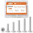 NIULUNBAO M6 x 20mm 25mm 30mm 35mm 40mm Flat Round Head Hex Socket Cap Screws Bolts, Furniture Screws, 304 Stainless Steel, Metric Fully Threaded, Allen Hex Drive, Bright Finish, Assortment Kit 50PCS