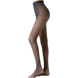 Mivnue Fleece Lined Tights for Women Winter Warm Sheer Black Womens Tights Thermal Thick Fake Translucent Pantyhose, M