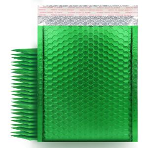 Metallic Matte Green Bubble Mailers - Durable 4x8 Inch Padded Envelopes - Tear-Resistant Shipping Bags, Pack of 25