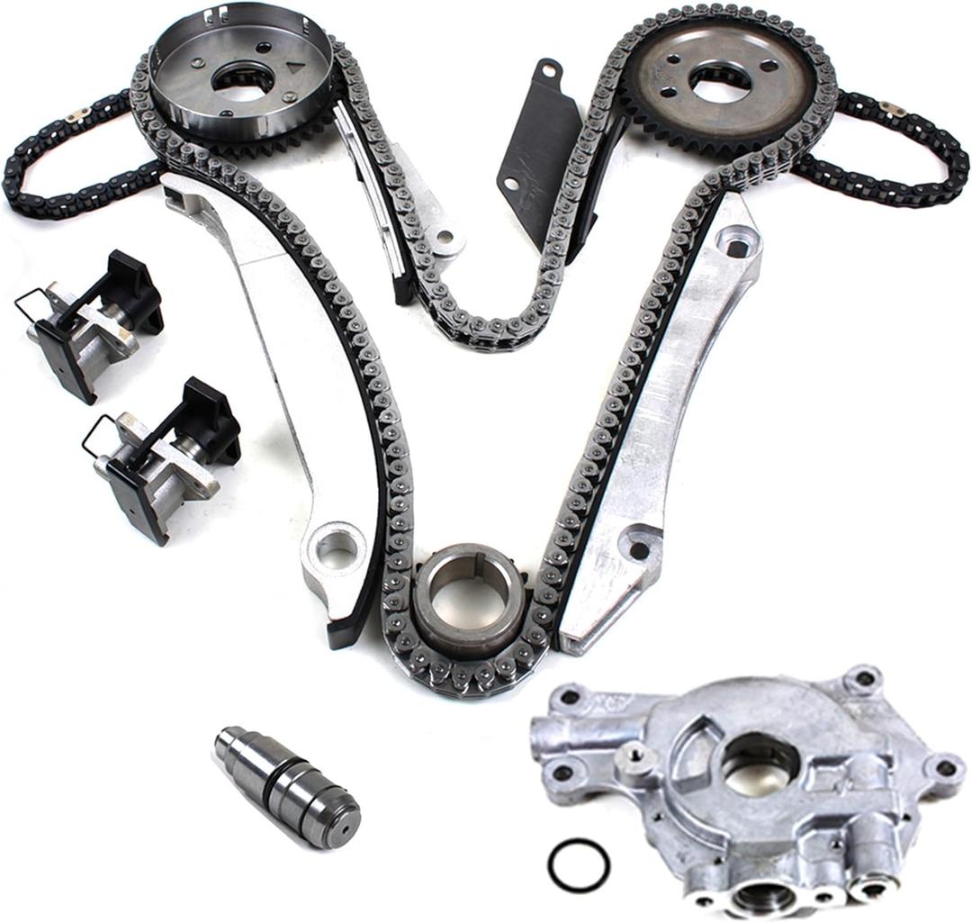 CNS Timing Chain Kit, Primary Tensioner, and Oil Pump Compatible/Replacement for 02-07 CHRYSLER/DODGE 2.7L (2736cc) 167ci DOHC 24V V6, EER