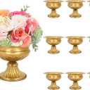 Gold Pedestal Vases for Centerpieces: Wedding Flower Vase for Tables 5 Inch Small Metal Compote Bowl Vase for Birthday Party Anniversary Event Home Decoration Set of 10