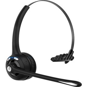 Bluetooth Headset, Single Ear Wireless Headset with Noise Canceling Microphone for Truck Driver/Call Center/Computer/Laptop