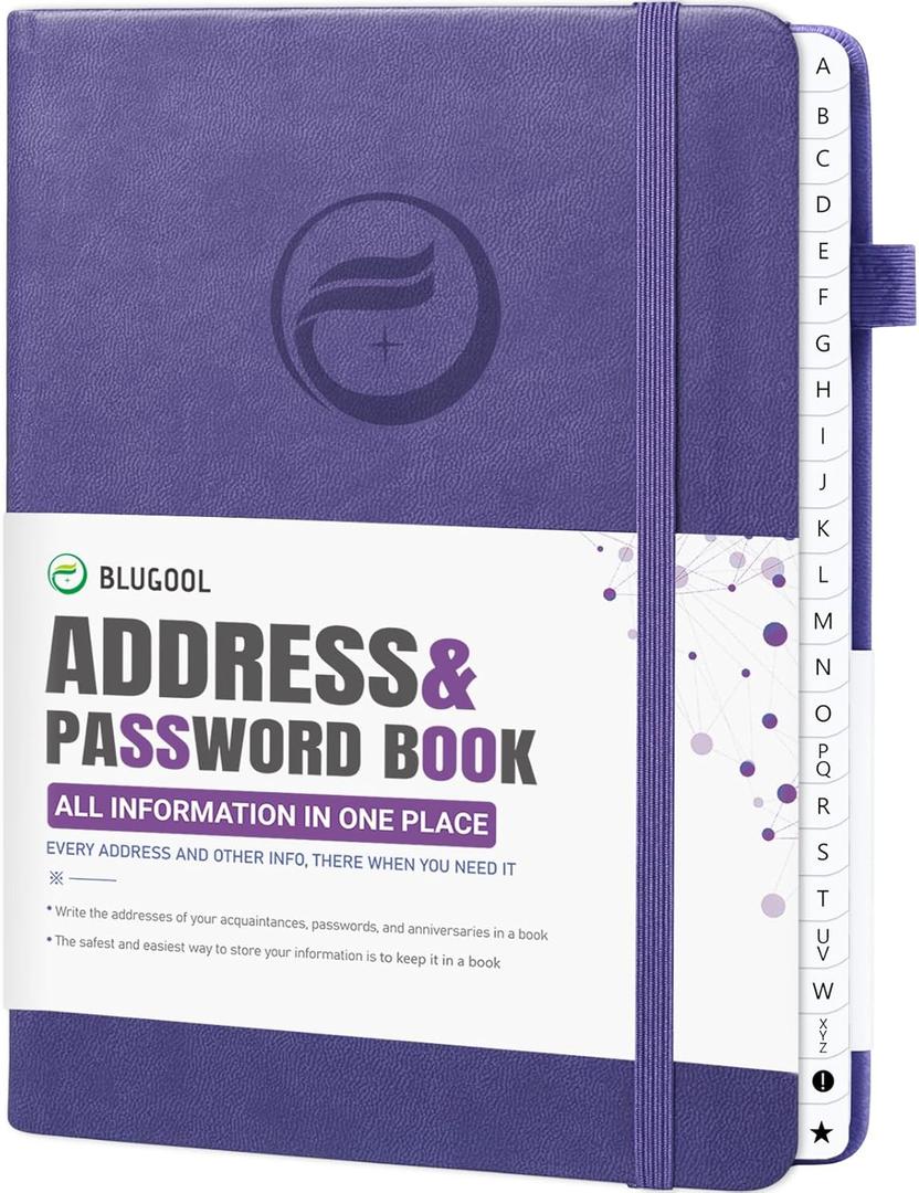 Address Book with Alphabetical Tabs, Large Hardcover Password Book, Address Organizer Keep Track of Phone Numbers, Special Days, Birthdays, Anniversaries and Notes(7x 10, Light Purple)