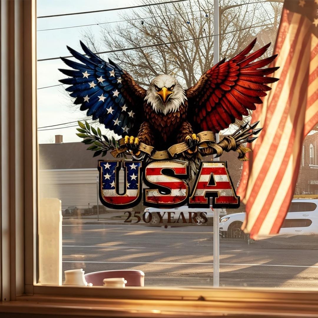 lndependence Day Decor 4th of July Window Clings with 250th Anniversary Eagle Design Patriotic Window Clings for Memorial Day Decor