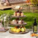 SANYOUNG Wood Cupcake Stand, 4 Tier Wooden Cupcake Tower, Large Rustic Cake Display Holder Stand for Woodland Baby Shower, Wedding, Birthday, Tea Party, Farmhouse Dessert Table Decorations
