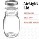 [6 Pack] 16 oz. Regular-Mouth Glass Mason Jars with Metal Airtight Lids and Bands for 1 Pint Canning, Preserving, & Meal Prep