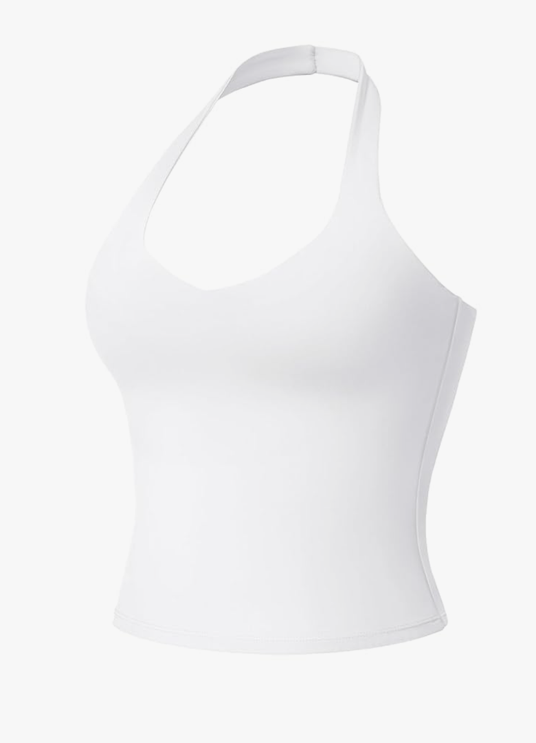 YEOREO Aherin Women Halter Tank Tops Not Padded Cami Open Back Slim Fit Fitness Y2K Going Out Crop Top, S