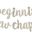 BEISHIDA Glitter Champagne The Beginning of A New Chapter Banner, Farewell party decorations,Graduation Sign 2026 Banner,Happy retirement Supplies,Going away party Sign Garland,Graduation banner