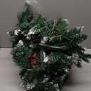 9FT Christmas Garland with Lights, Timer Artificial Lighted Garland Indoor for Stairs, Fireplace, 50 Lights Green Garland, Christmas Decoration with Cones & Red Berries & Pine Needle