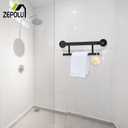 Black Towel Grab Bar 17 Inch, Zepolu Handicap Towel Bar for Bathroom, Stainless Steel Safety Assist Bar Balanced Support Handle, Wall Mounted Towel Rack Grab Bars for Senior Elderly Disabled