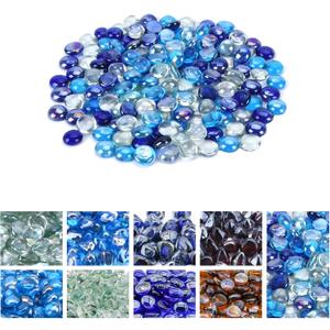 GasSaf Blended Fire Glass Beads for Outdoor Fire Pit, Fireplace, Replaces Existing Gas Logs & Lava Rocks, 3/4 Inch Glass(10 Pound)(Cobalt Blue, Caribbean Blue, Crystal Clear Luster)