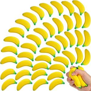 50 Pieces Banana Stress Toy PU Tiny Stretchy Fidget Banana Sensory Toy for Anxiety Relief Party Favors Adults Supply