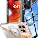TORRAS Upgraded 360 Rotatable Magnetic Ring for iPhone 16 Pro Max Case, Fit for MagSafe with Stand Ring Holder, 16FT Mil- Grade Shockproof Translucent for iPhone 16 Pro Max Phone Case Ostand, Clear