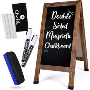 Loddie Doddie 40" x 20" Outdoor Sandwich Board Sign - Dual-Sided A-Frame Chalkboard Easel with Chalk Markers & Accessories - Free Standing Extra Large Magnetic Chalkboard Sign